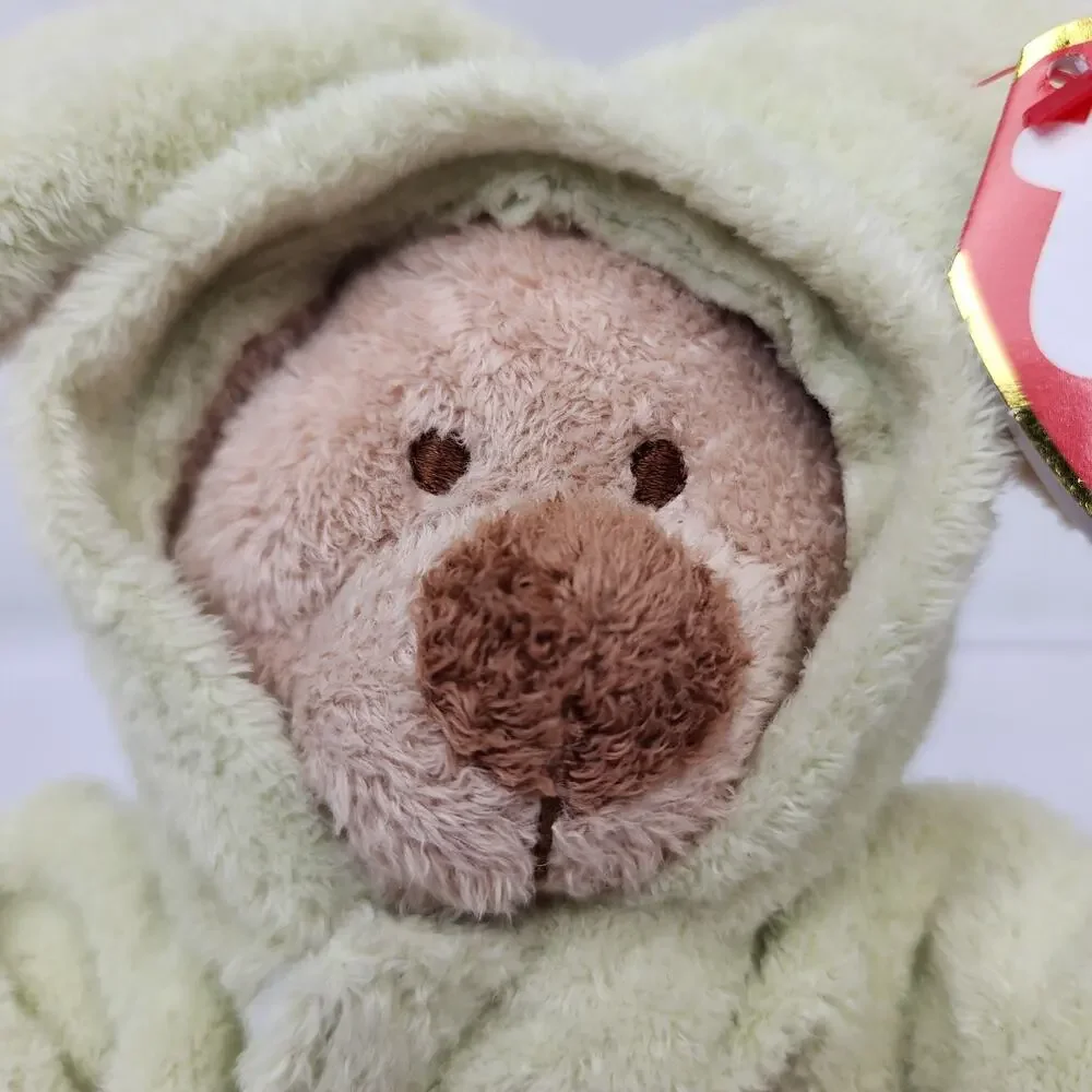 2004 TY Pluffies Love To Baby Teddy Bear Green Removable PJ's 12” Plush NWMT's